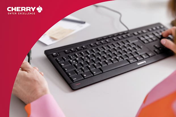 CHERRY STREAM wired keyboard on a desktop