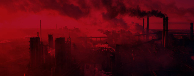 A factory producing large amounts of air pollution
