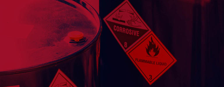 A closeup of chemical barrels