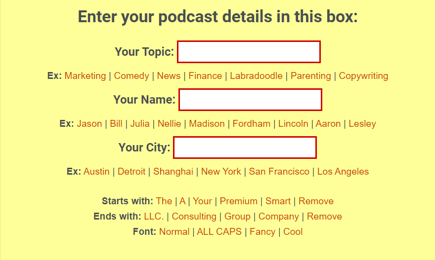 instant podcast name generator