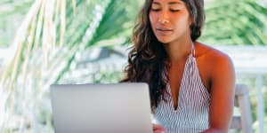 woman working on a laptop