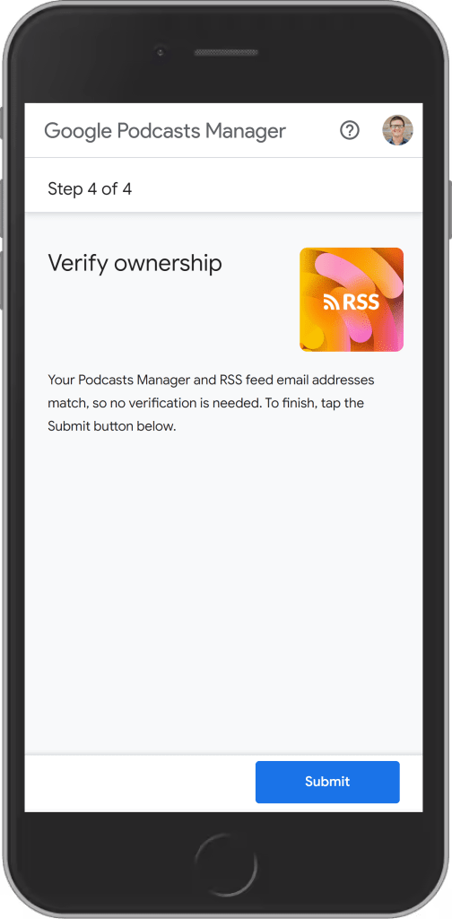 verify your rss feed in google podcasts manager