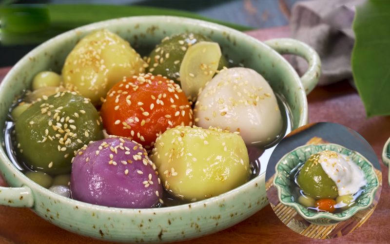 Chè trôi nước dẻo ngon với nhân đậu xanh và nước cốt dừa