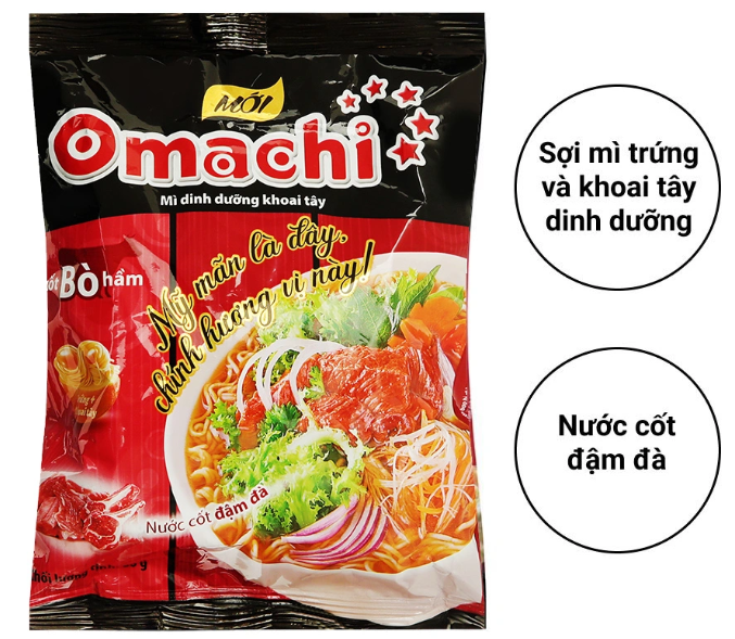 Mì Omachi Xốt Bò Hầm 81g chính hãng Omachi