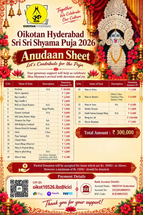 Oikotan Hyderabad Sri Sri Shyama Puja 1