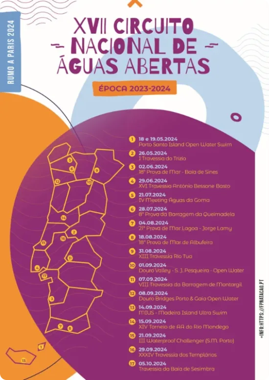 Cartel de la liga:  XVII Circuito Nacional de Águas Abertas Portugal 2024