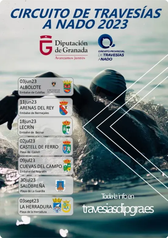 Cartel de la liga: Circuito de Travesías a Nado Diputación de Granada 2023