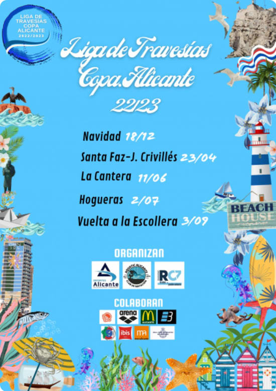 Cartel de la liga: Liga de Travesías "Copa Alicante 22/23"