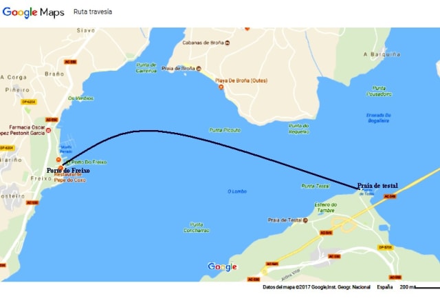 Recorrido de la Travesía do Peirao de Testal o do Freixo