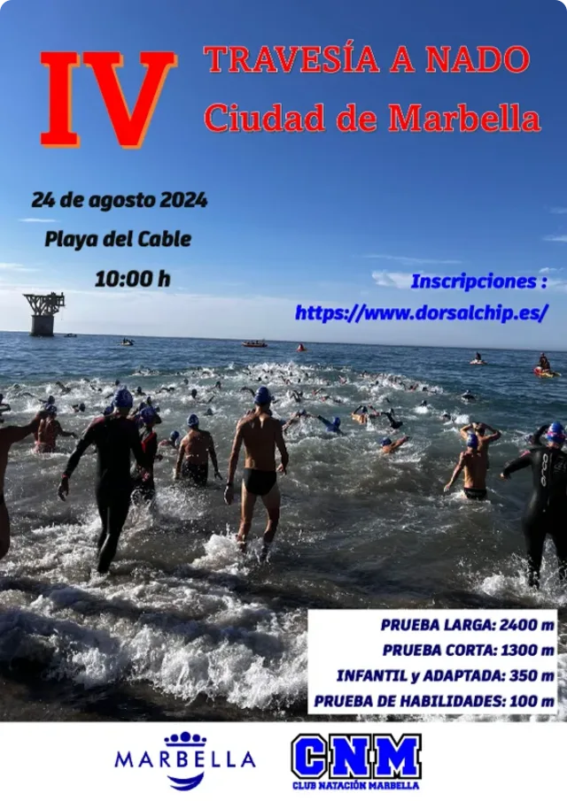 Cartel de la IV Travesía a Nado Marbella