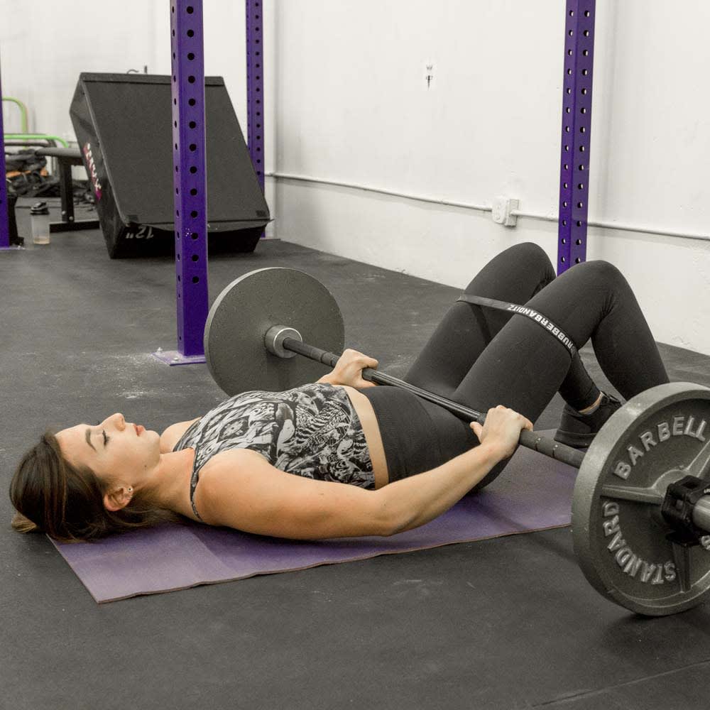 Barbell Hip Thrust + Barbell Glute Bridge with Booty Bands