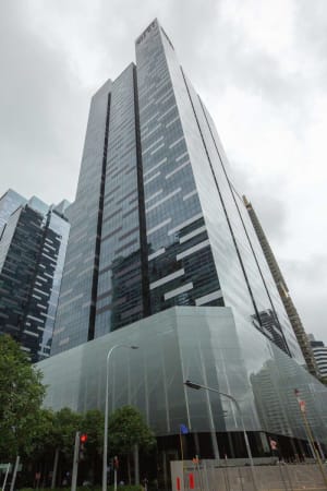 Modern coworking space in a sleek high-rise at Marina View, Singapore. Ideal for flexible work.