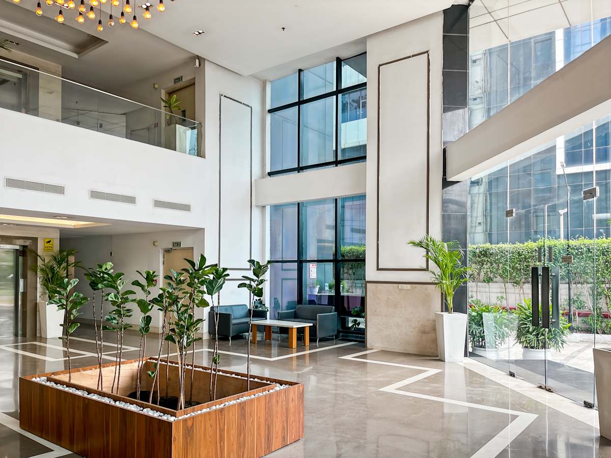 Bright and inviting coworking space with modern decor and ample natural light.