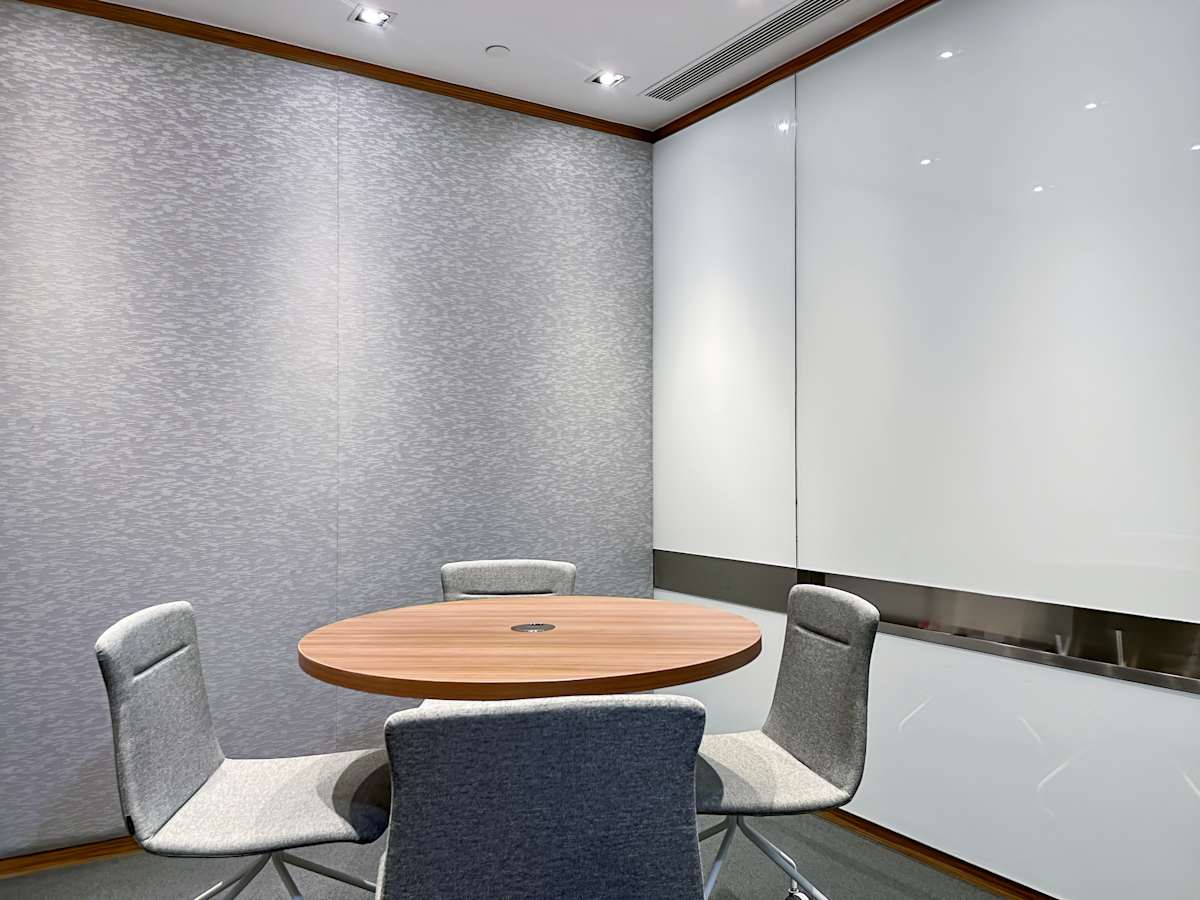 Sleek meeting area in Hysan Avenue coworking space with modern chairs and minimalist design.