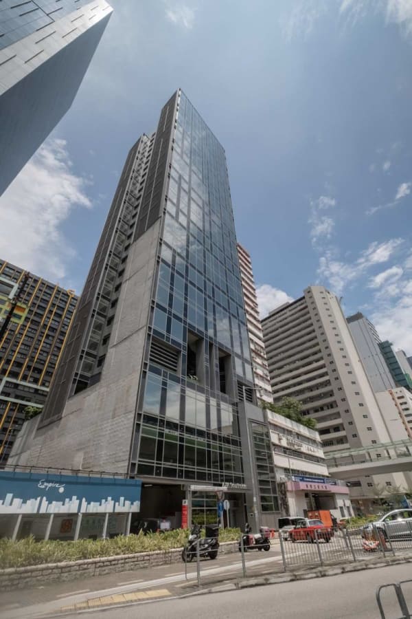 Modern coworking space on Wong Chuk Hang Road, featuring sleek architecture and prime location.