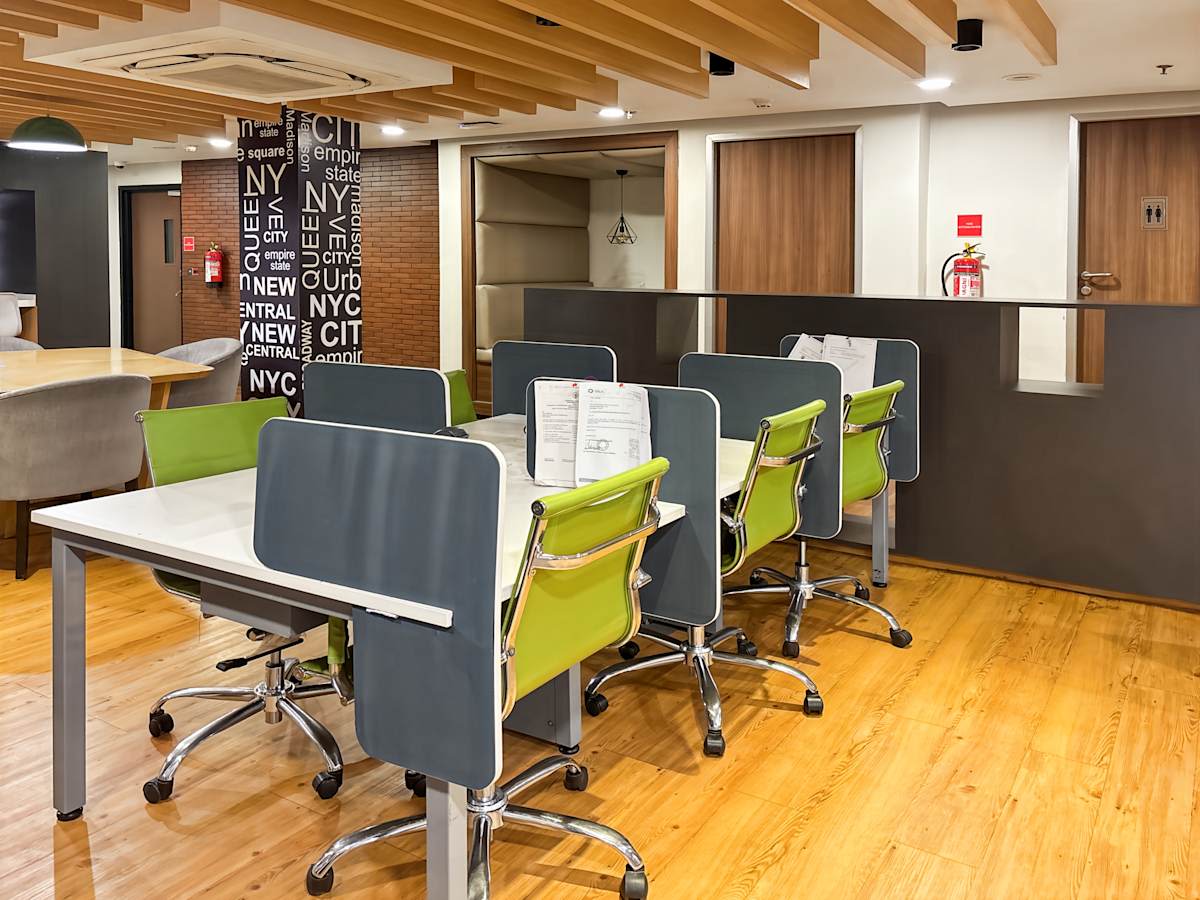 Modern coworking space with ergonomic chairs and collaborative desk layout in Sector 17A, Chandigarh.