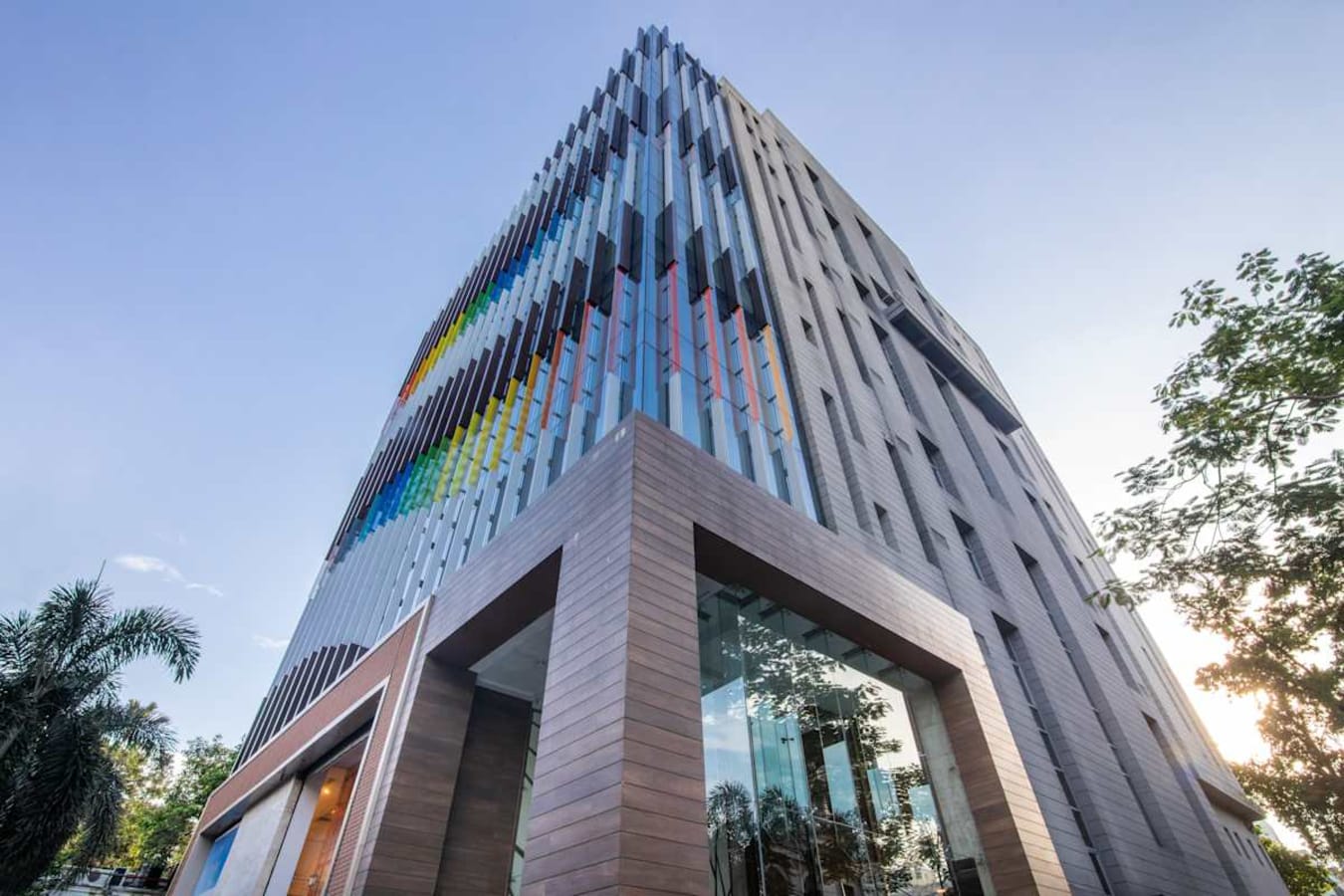 Modern coworking space on Camac Street, featuring an innovative facade and prime location.