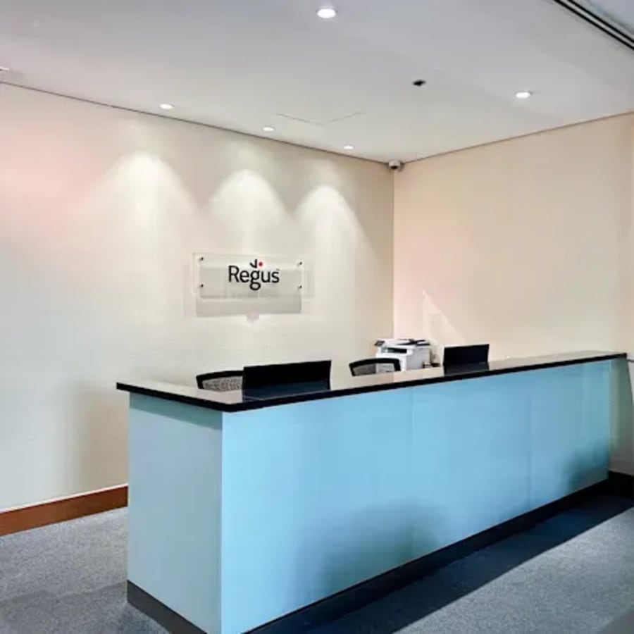 Modern reception area in Makati coworking space, ideal for welcoming clients.