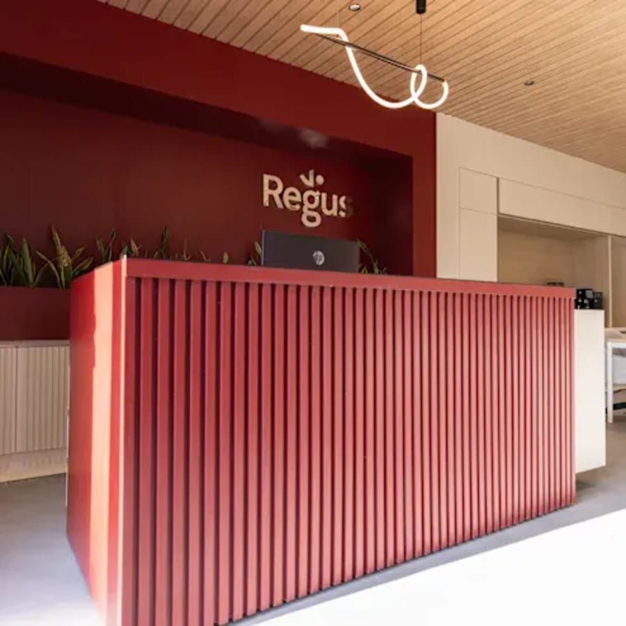 Modern coworking space with a welcoming reception area in Thudiyalur-Saravanampatti, Tamil Nadu.