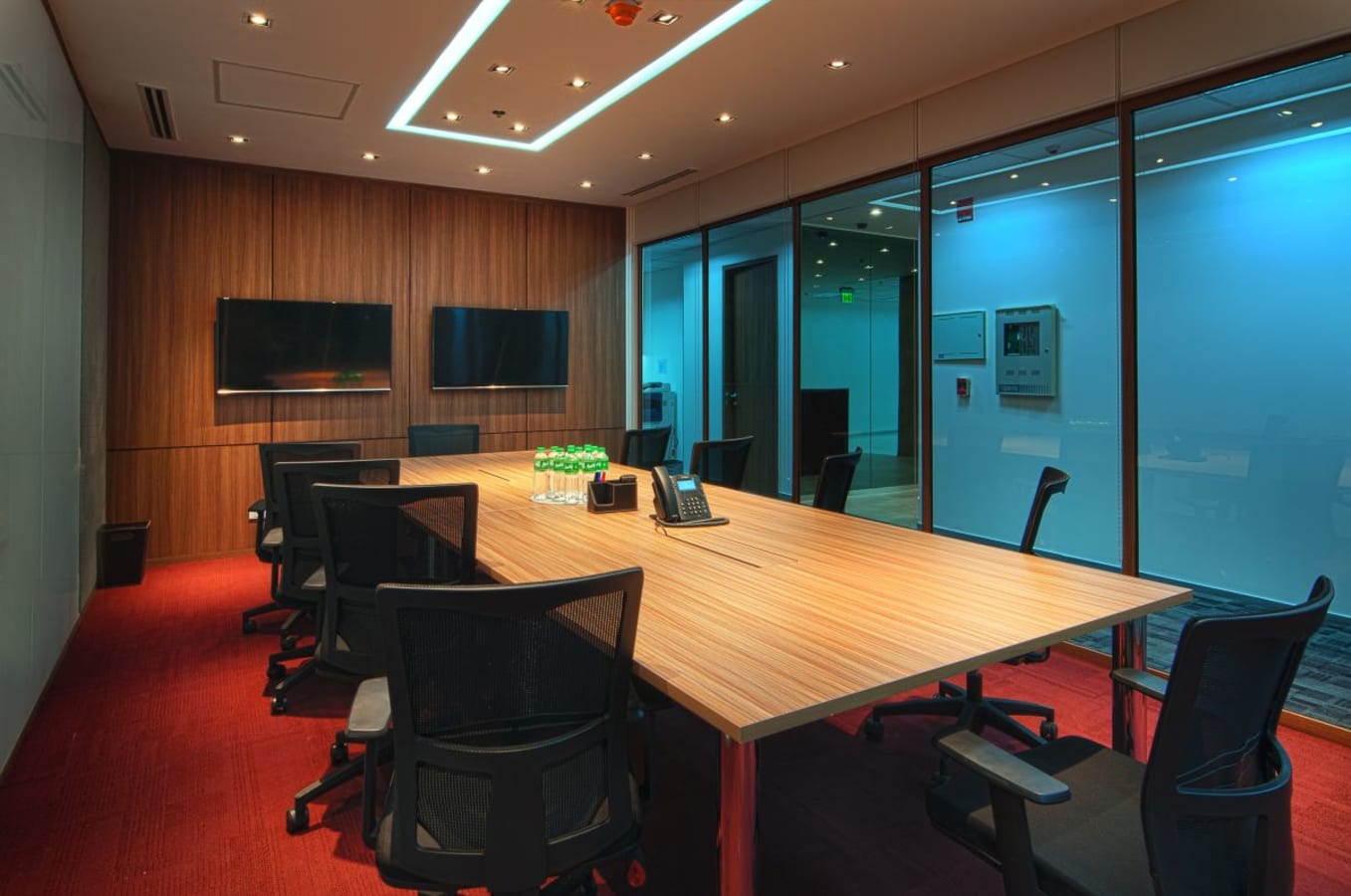 Elegant, modern conference room with AV setup. Ideal for meetings on Ayala Avenue.