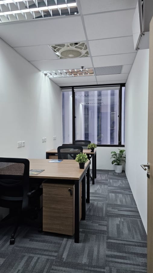 Bright coworking space with modern desks, ergonomic chairs, and natural light in Cecil Street.