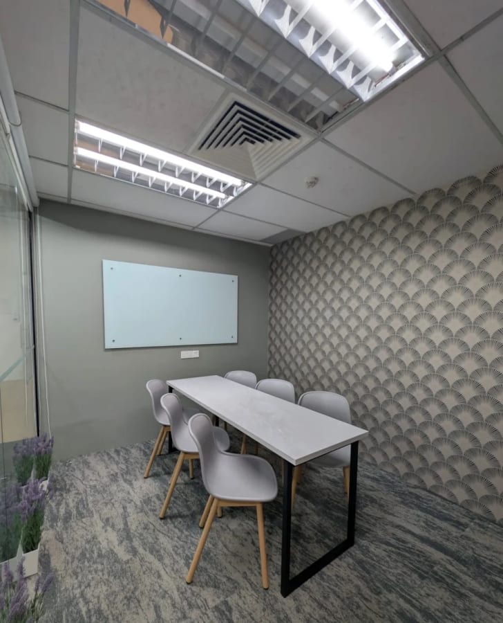 Sleek meeting space with modern design, perfect for collaboration on Orchard Road.