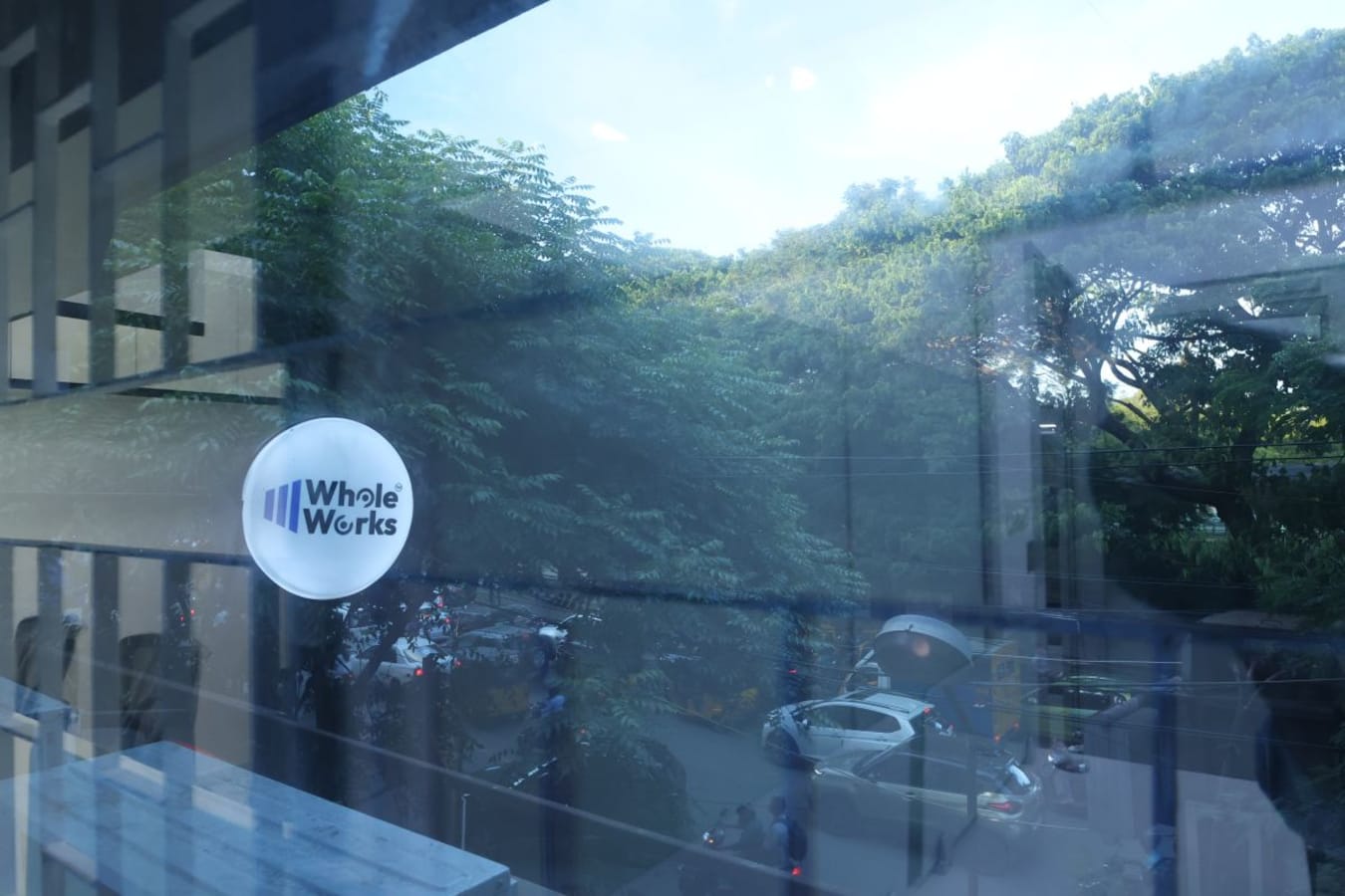 Bright coworking space with lush views on Wheat Croft Road, perfect for creative work.