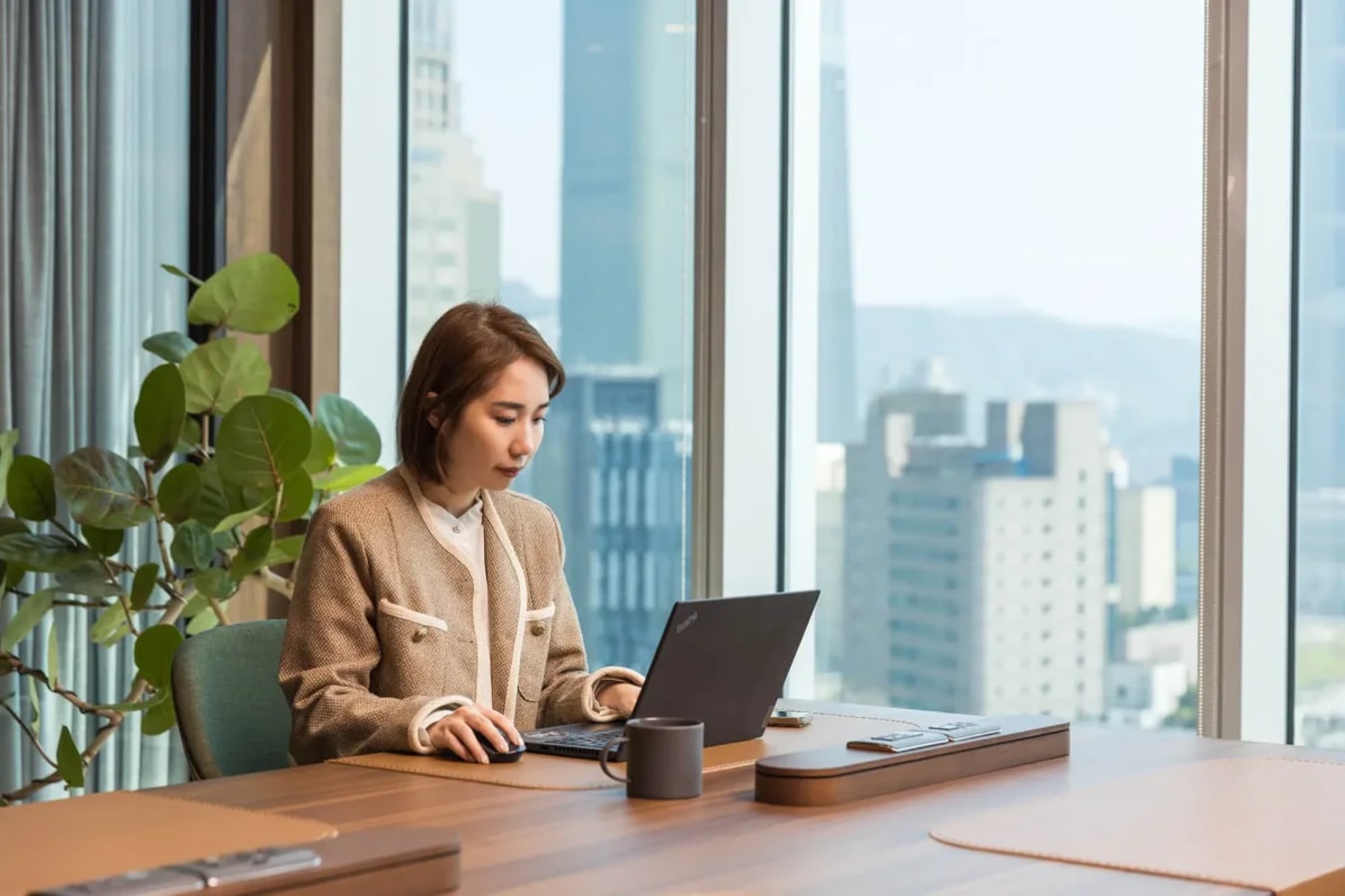 Bright coworking space with city views and modern design. Perfect for productivity.