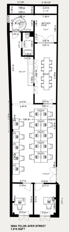 Flexible office layout in Telok Ayer. Spacious workstations and meeting rooms. 1,416 sq ft.