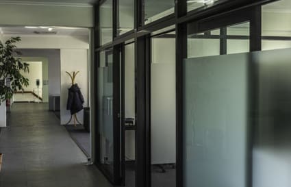 Office #1 and #2 looking down the corridor to the Kitchen, Lounge, Toilets and Entrance 