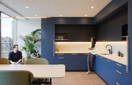 Kitchen and communal space at Myo Liverpool Street.