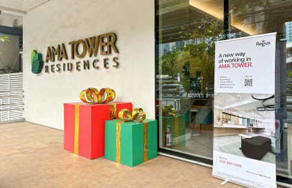 Modern coworking space at AMA Tower, Metro Manila, offering flexible and stylish work environments.