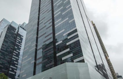 Modern coworking space in a sleek high-rise at Marina View, Singapore. Ideal for flexible work.