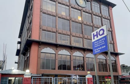 Modern coworking space on Haridwar Bypass Road, offering versatile offices and meeting rooms.