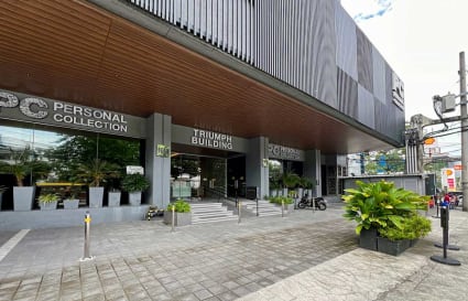 Modern coworking space at Triumph Building, Quezon Ave, featuring sleek design and convenient access.