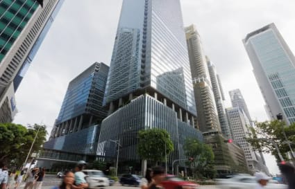 Prime coworking space in a modern skyscraper at Central Boulevard, Singapore. Ideal urban location.