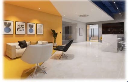 Modern coworking space with vibrant decor, cozy seating, and open layout in Taguig.