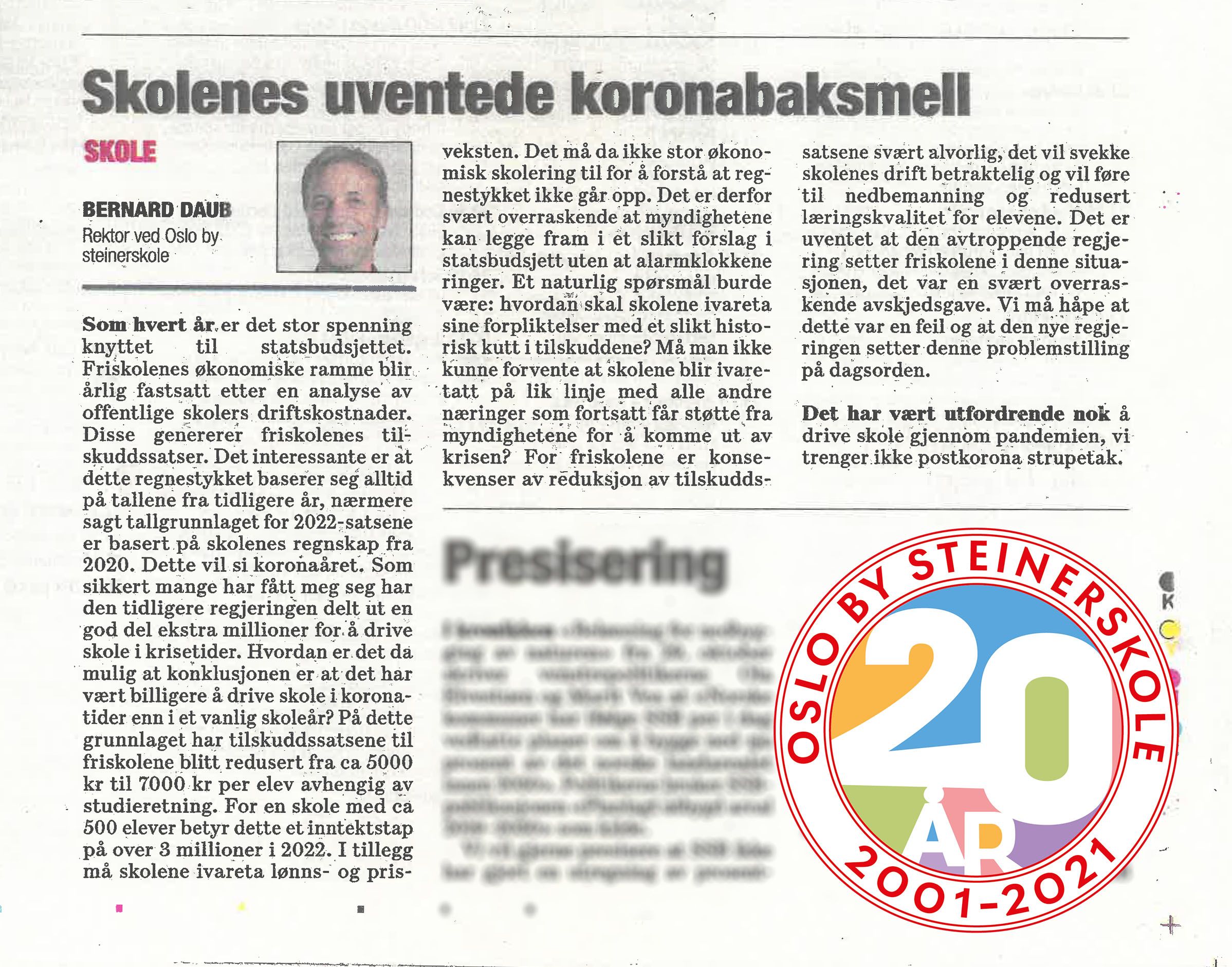 Debattinnlegg i Dagens Næringsliv