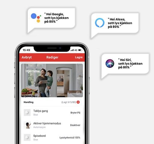 illustrasjon av smarthus app med talegjenkjenning