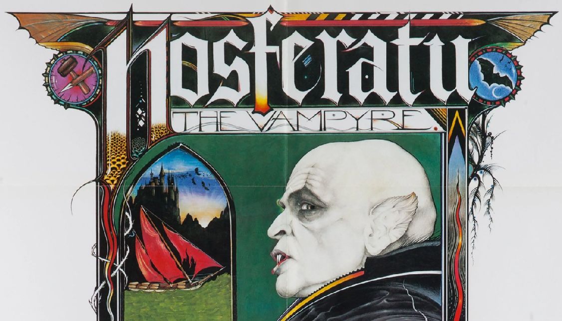 Illustrasjon av vampyr fra en originalposter til filmen Nosferatu