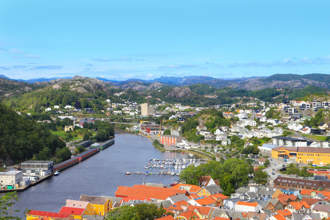Flyfoto av Egersund i Rogaland