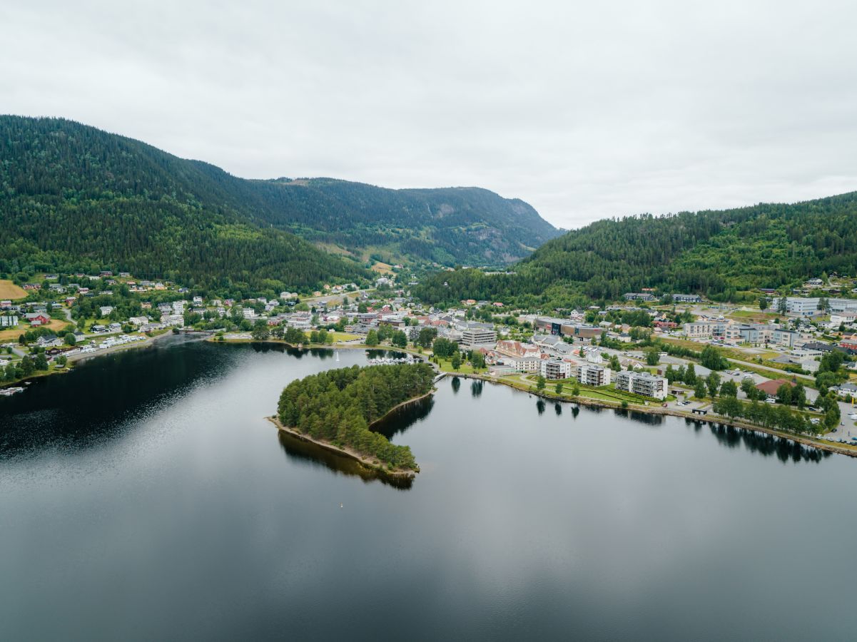 Flyfoto av Fagernes i Valdres Innlandet