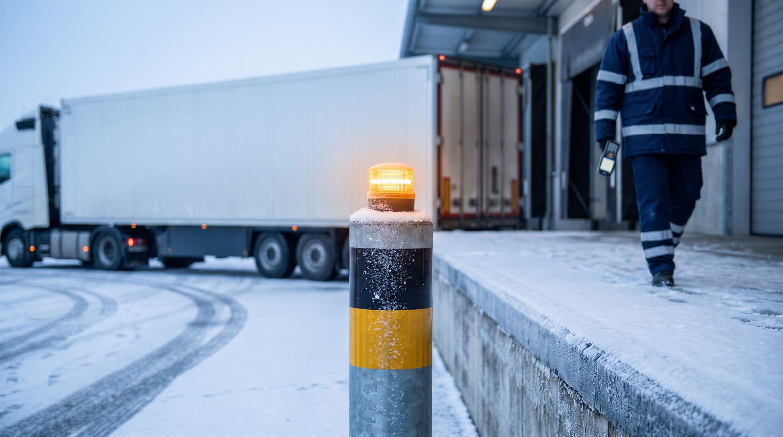Bilde av lastebild som levere varer is og snø