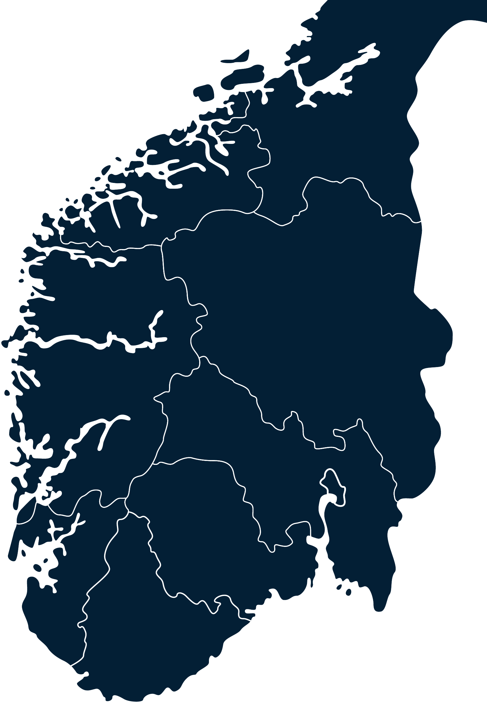 Kart med plassering av ElteraGruppen sine kontorer og medlemsbedrifter