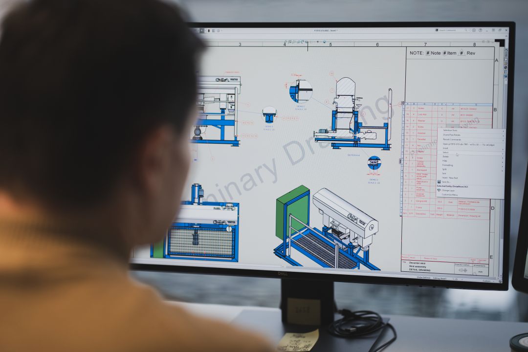 Fjell process designer working on rendering drawings of equipment.