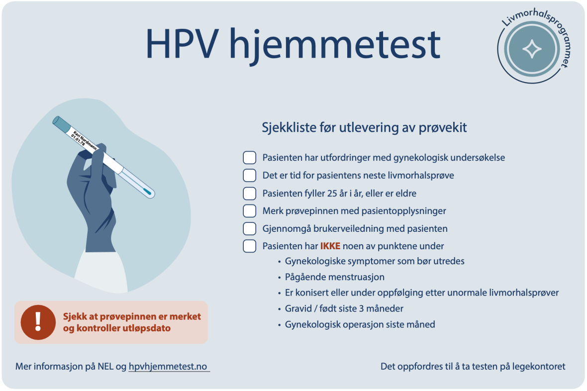 Figur 1: Sjekkliste før utlevering av prøvekit til kvinnen