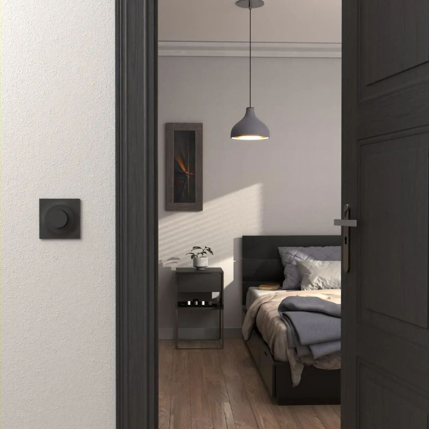 ELKO One svart Stikkontakt på moderne kjøkken med marmorøy