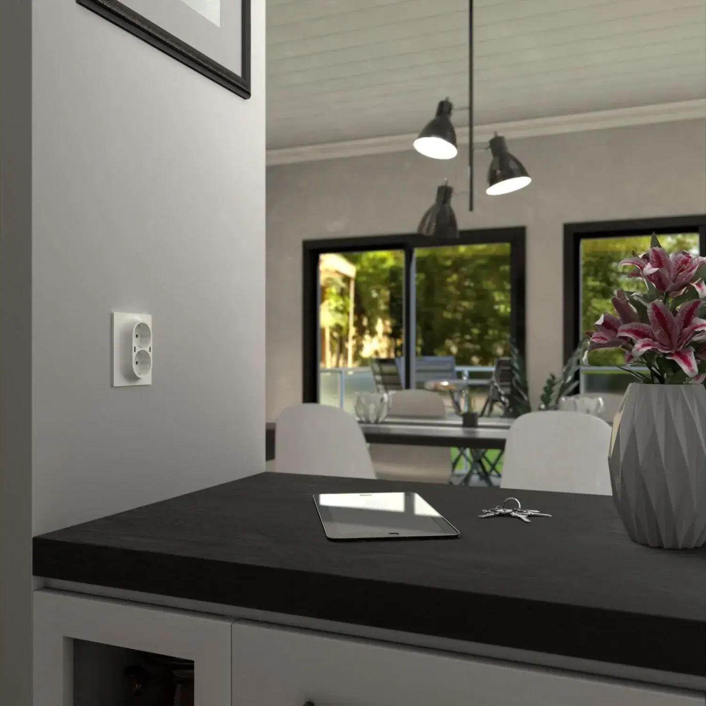 ELKO One hvit bryter på grønn vegg