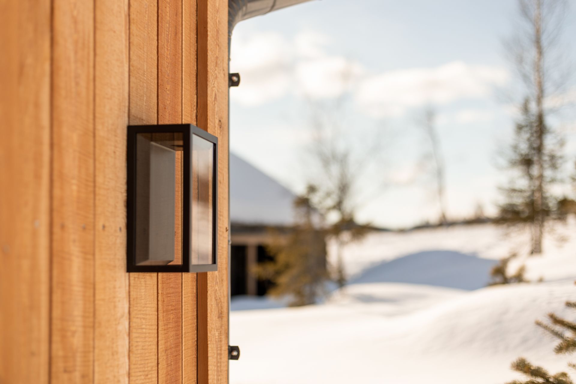 Utebelysning på moderne fjellhytte