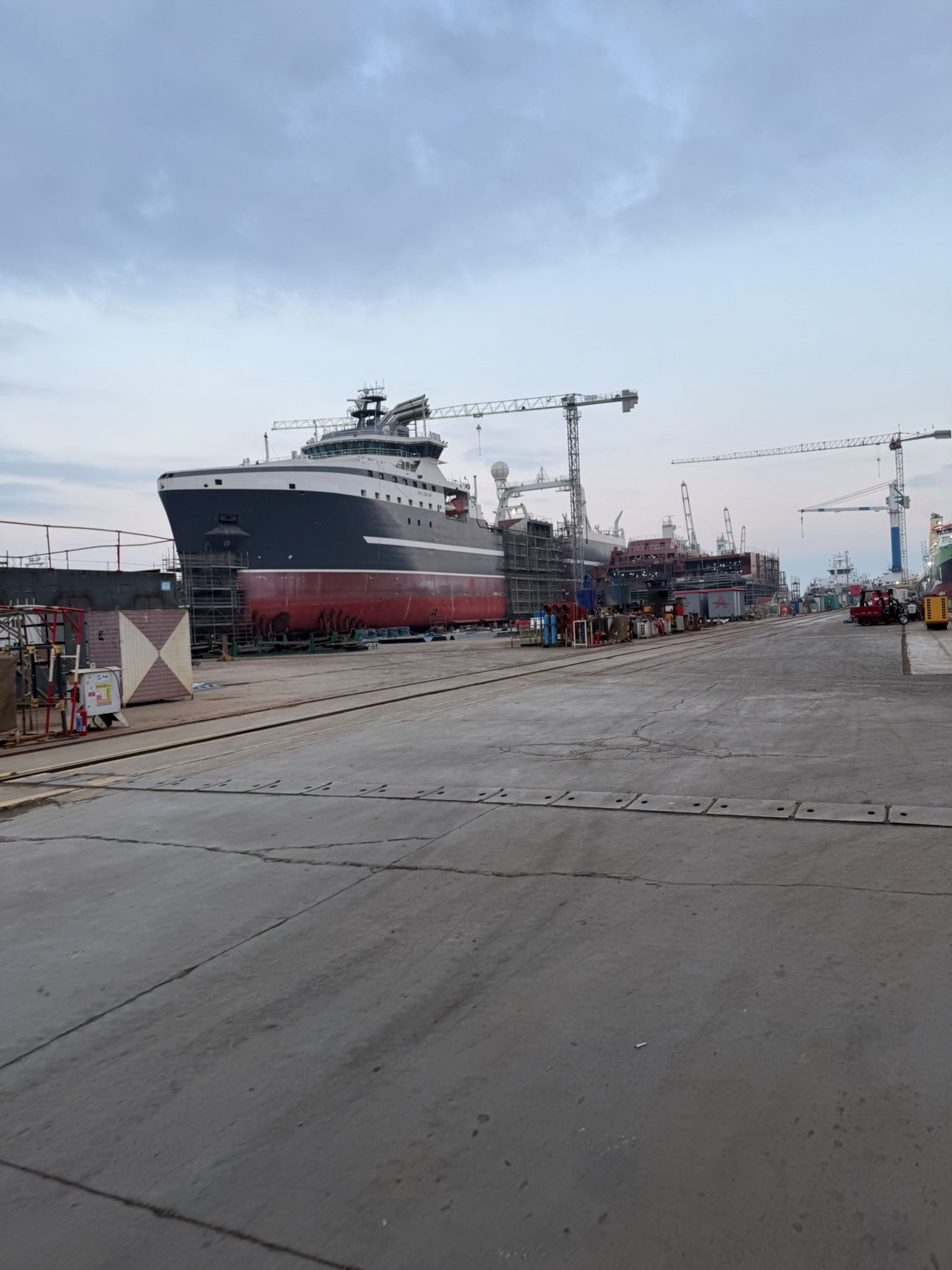 krill trawler at yard